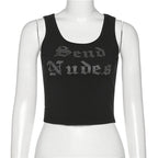 DressBetty - 2024 Rhinestone Streetwear Crop Top for Women