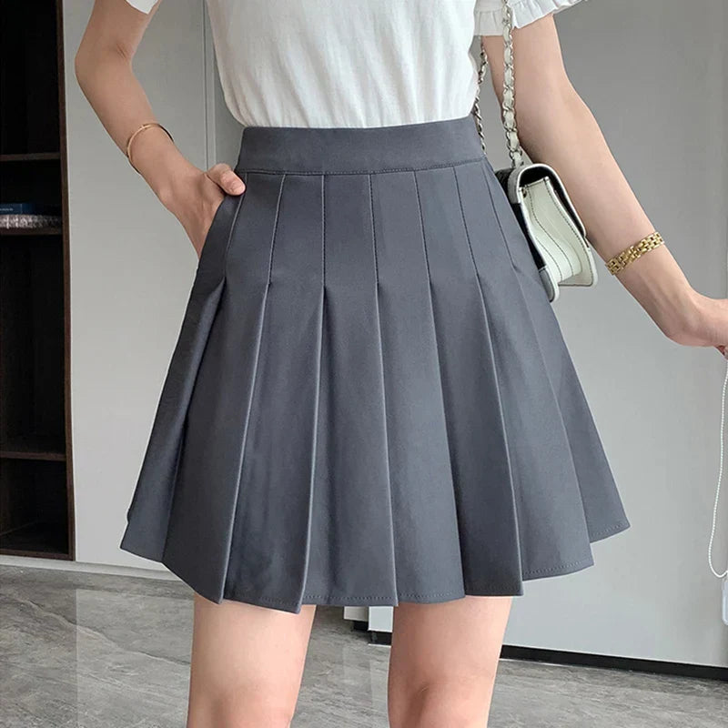 High Waist Knife Pleat Tennis A-Line Mini Skirt
