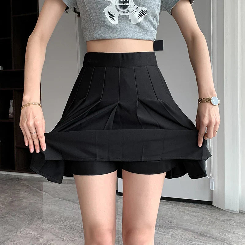 High Waist Knife Pleat Tennis A-Line Mini Skirt