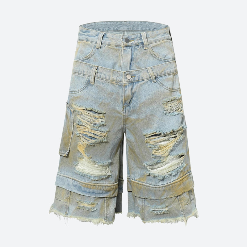 Ripped Denim Shorts