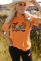 Blue Zone Planet | Round Neck Short Sleeve IT's SPOOKY SEASON Graphic T-Shirt