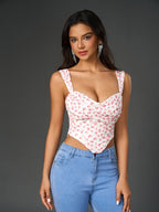 Ruched Bust Floral Print Crop Top