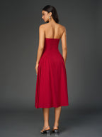 Ruched Waist Backless Prom Tube Dress