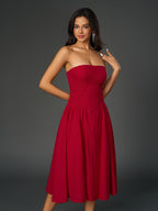 Ruched Waist Backless Prom Tube Dress