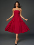 Ruched Waist Backless Prom Tube Dress