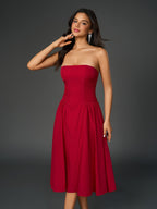 Ruched Waist Backless Prom Tube Dress