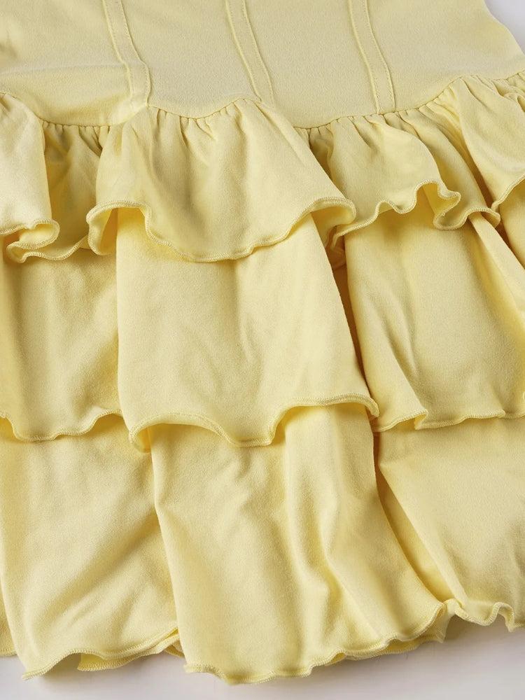 Halter Neck Corset Panel Tiered Ruffle Mini Dress