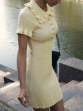 Ruffled Classic Dress Retro French Hepburn Tight Knitted Dress