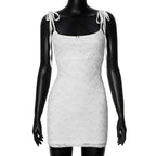 Style 2024 Summer New Women's Clothing Solid Color Low Cut Sleeveless Lace High Waisted Camisole Skirt