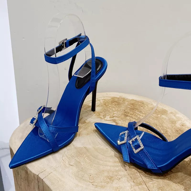 Crystal Buckle High Heels Sandals for Women