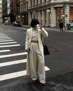 White Elegant Double Breasted Loose Woolen Coat Women Chic Oversized Long Sleeve Overcoat Fall Winter New Ladies Outerwear