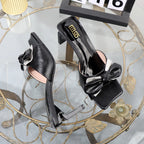 Bow Slippers for Summer with High-Heeled Sandals