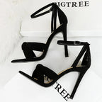 11cm High Heeled Suede Stilettos Sandals for Ladies Summer
