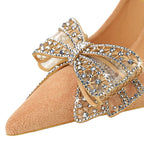 Spring Women Heels Fashion Pumps with Rhinestone Bowknot