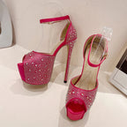 Crystal Rhinestone Silk Platform Sandals - Summer Fashion for Women