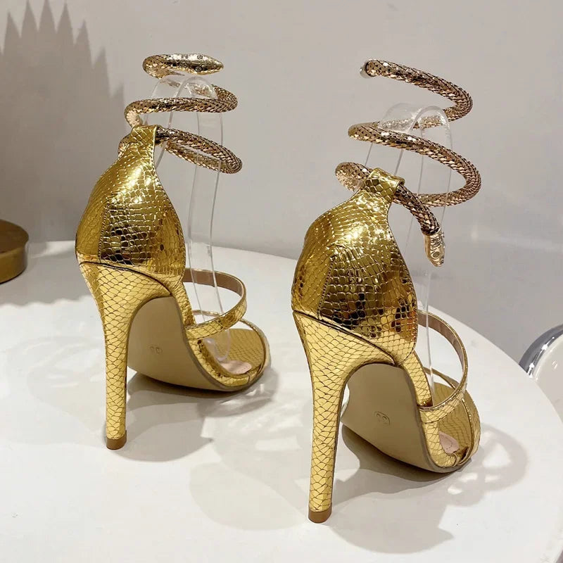 Open Toe Ankle Strap Women Sandals with Sexy Hollow Out Thin High Heels