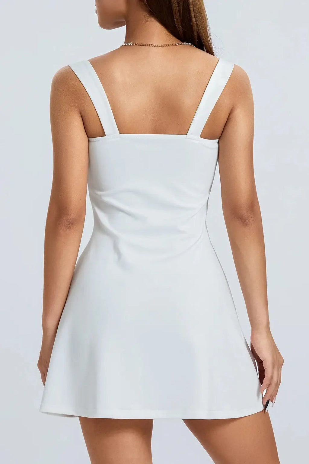 Patchwork Mini Dress with Lace V-Neck