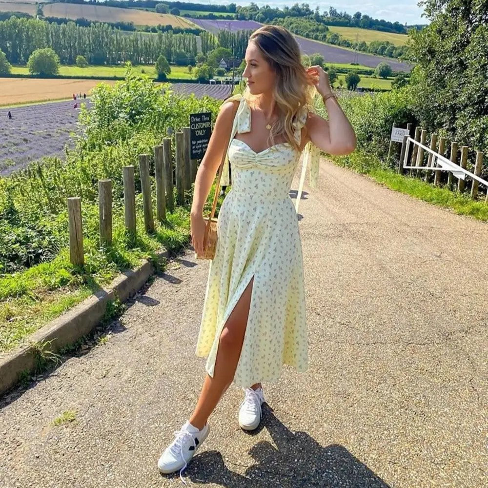 Genoveva Statement Midi Summer Dress with Daisy Print Boutique Collection