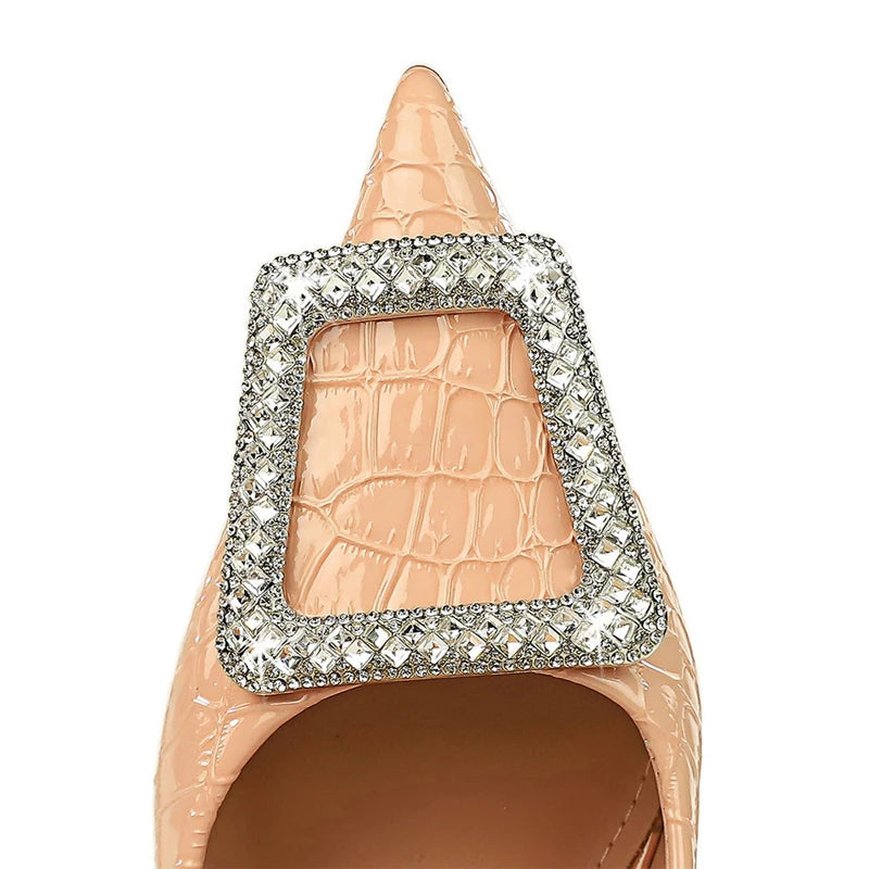 Patent Leather High Heels Women Pumps with Snake Pattern Design