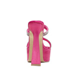Crystal Silk Slippers Women Platform Chunky Heels