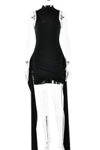 Sleeveless O-Neck Lace-Up Mini Dress