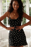 Flower Print Backless Lace-Up Mini Dress