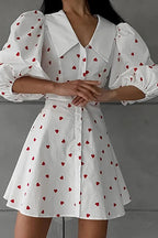 Puff Sleeve Patchwork Mini Dress