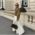 Lapel Single Breasted Loose Windbreaker Women Solid Oversized Jackets 2025 New Fashion Casual Autumn Chic High Street Outerwear