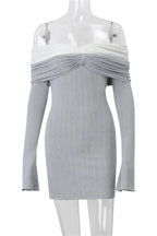 Off-Shoulder Long Sleeve Slim Fit Mini Dress