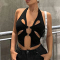 Sexy Backless Y2K Black Asymmetrical Slim Cami Top