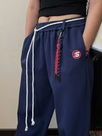 Y2k Kpop Red Sweatpants Women Baggy Harajuku Korean Hip Hop Style Wide Leg Jogger Pants Streetwear Oversized Aesthetic