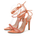 Pointed Toe Thin Heels String Bead Sandal for Women