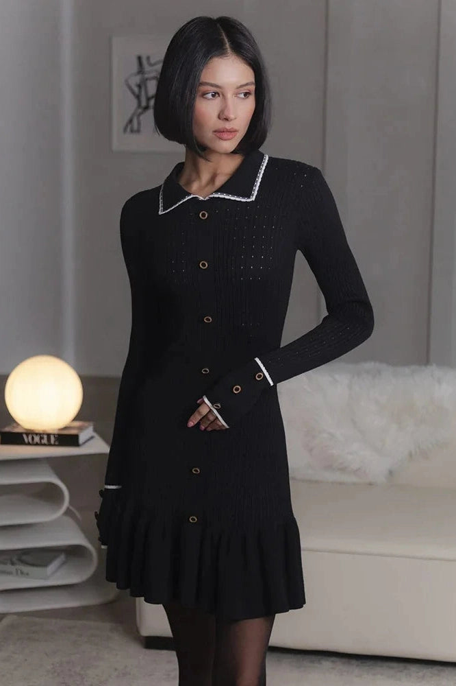 Elegant Slim Fit Mini Dress with Long Sleeves