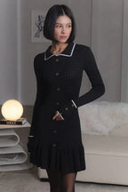 Elegant Slim Fit Mini Dress with Long Sleeves