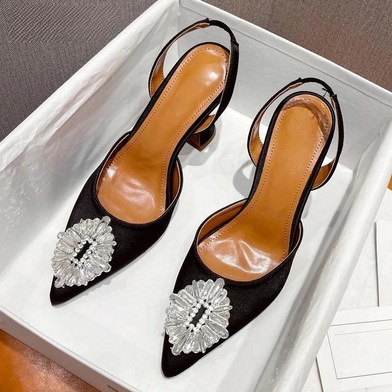 Silk Women Pumps with Crystal Strange Style High Heels for Autumn