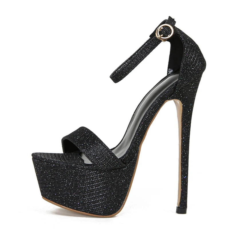 Sequined Platform Sandals for Women