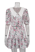 Patchwork Lace-up Slim Fit Mini Dress