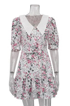 Patchwork Lace-up Slim Fit Mini Dress
