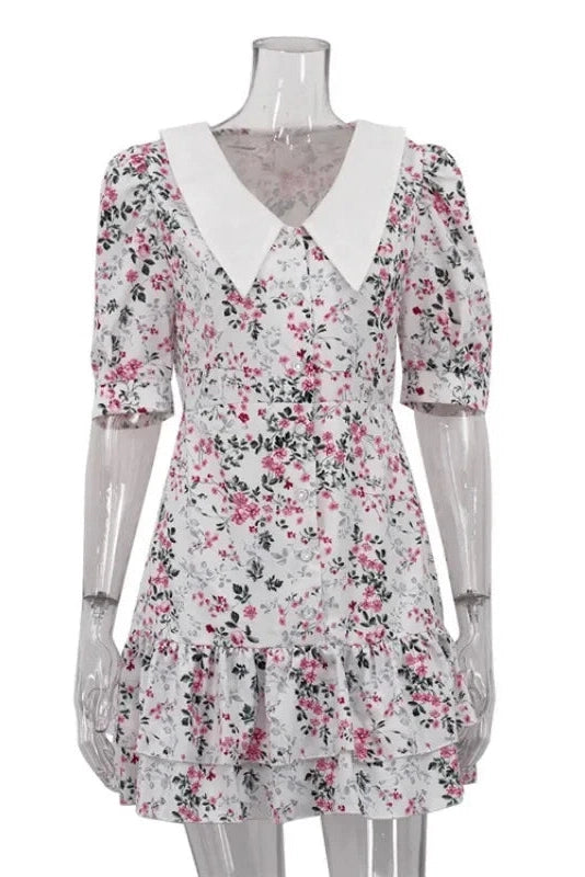 Patchwork Lace-up Slim Fit Mini Dress