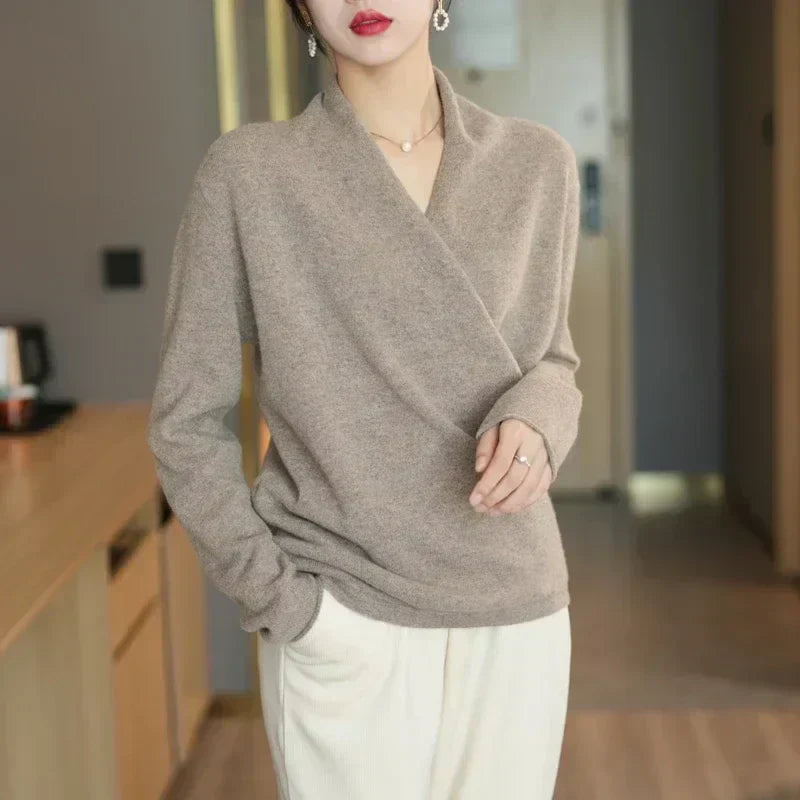 | Women's Winter Wrap V Neck Knit Sweater