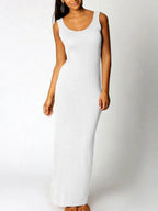 Scoop Neck Tank Strap Sleeveless Bodycon Maxi Dress