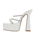 Summer Crystal Rhinestone Platform Slippers for Women