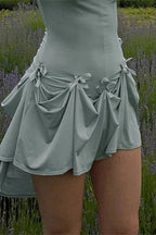 High Waist Sleeveless Mini Dress with Straps