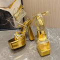 Glitter Rhinestones Cross Ankle Strap Super High Heels for Women on the Runway