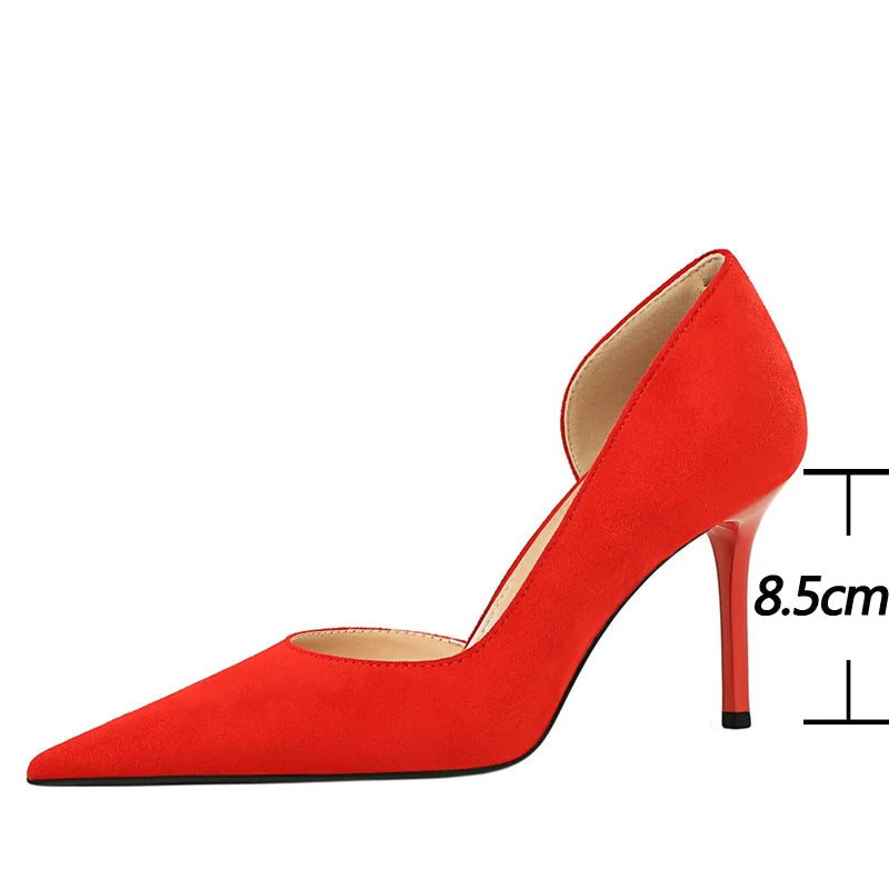 Stylish Minimalist Slim Heel High Heels Suede Ladies Shoes Stiletto Comfort Women Heels