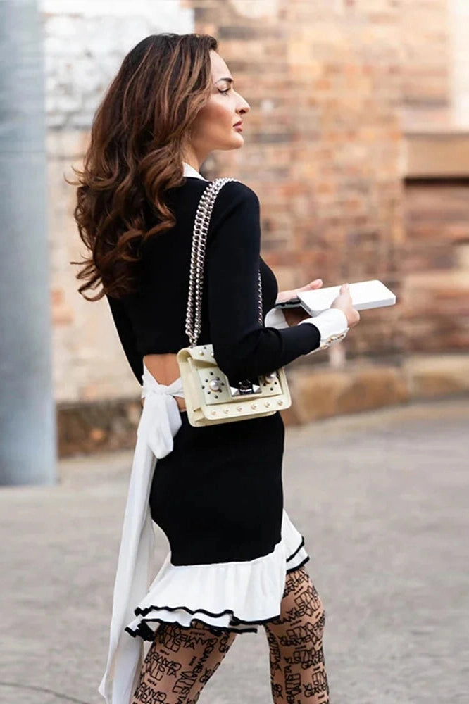 Elegant Lace-Up A-Line Mini Dress
