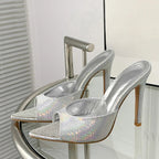 Summer Thin High Heels Rhinestone Slippers for Sexy Party Strippers
