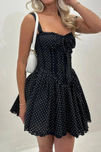 Printed A-Line Mini Dress with Spaghetti Straps
