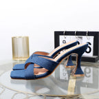 Autumn high-heeled open-toe slippers with horseshoe heels and sandals