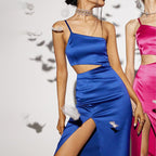 Into The Bloom High Split Satin Maxi Dress